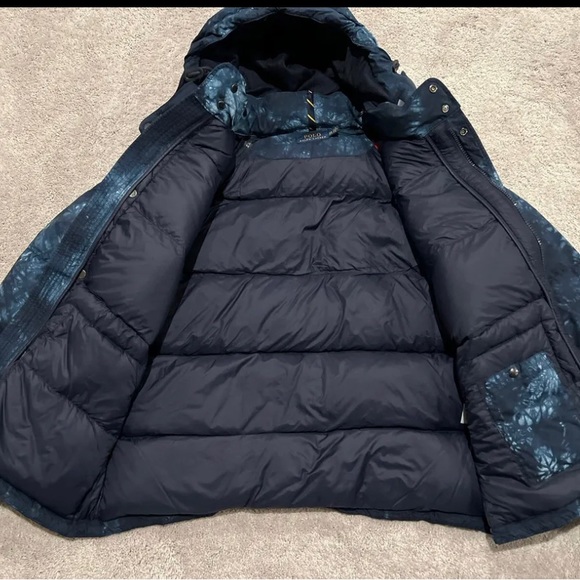 🆕Polo Ralph Lauren Boulder Puffer Jacket removable hood/sleeve Navy Tie-Dye M - Picture 13 of 14